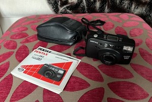 Pentax Espio 140 vintage compact 35mm film camera with case and instructions