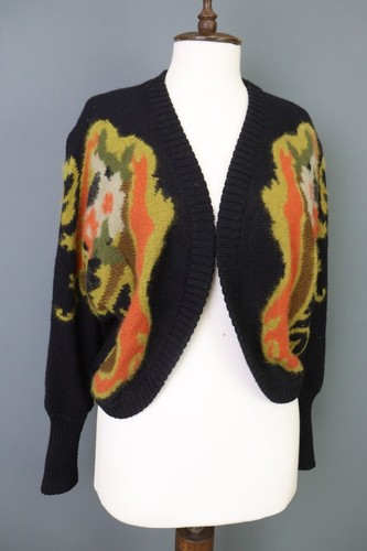 Mondi Vintage Cardigan Sweater Size 40  / L Wool Angora Knit Flroal - Picture 5 of 16