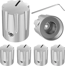 6 Pack Metal Guitar Pedal Knobs 1/4 Inch Shaft Silver Control Knob with Screw