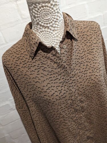 Monki XL dotty smudge print shirt Blouse Loose relaxed fit Brown Monkl - Picture 3 of 9