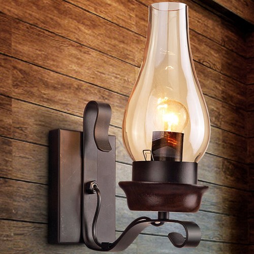 One Bulb Wall Light with Vase Shade Clear Glass Rustic Living Room Sconce Lights - Picture 2 of 3