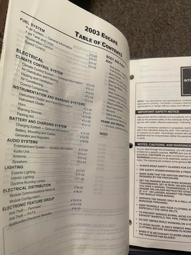 Manual De Taller De Servicio Y Reparación OEM Para Ford Escape 2003 - Imagen 4 de 7