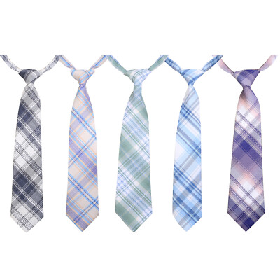 Pre-Tied Checkered Neck Tie Boys Girls Graduation School Uniform Cosplay Necktie