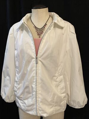 Banana Republic White Poly Full Zip Jacket Coat Women's Medium