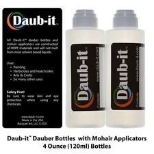 Daub-it Empty Bottles with Mohair Dauber Applicator - 2 Pack -4 Ounce- HDPE