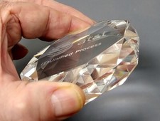 Clear Solid Glass Bevel Cut Paperweight AT&T Logo Vintage Desk Table Office