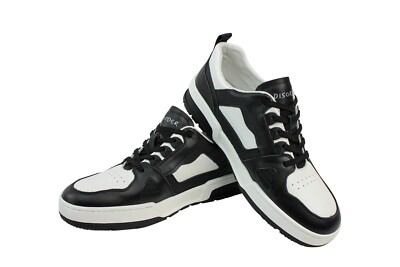 Men's Fashion Sneakers Black White Genuine Leather High Quality Suit  Friendly