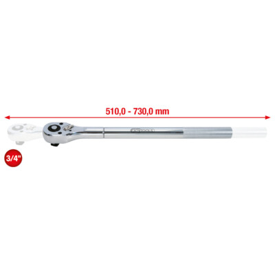 KS TOOLS 3/4'' CHROMEplus Teleskop-Umschaltknarre, 24 Zahn max.Drehmoment 1350 NM