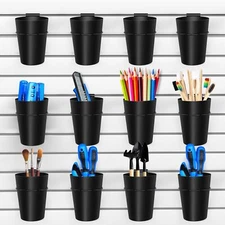 12 Sets Slatwall Cups with Loops Accessories Set Slat Wall Black 