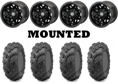 Kit 4 Maxxis Zilla Tires 28x10-12 on Moose 416X Matte Black Wheels TER