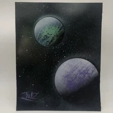 (Brand-New) Space Spray Paint Art Original Signed Poster-board