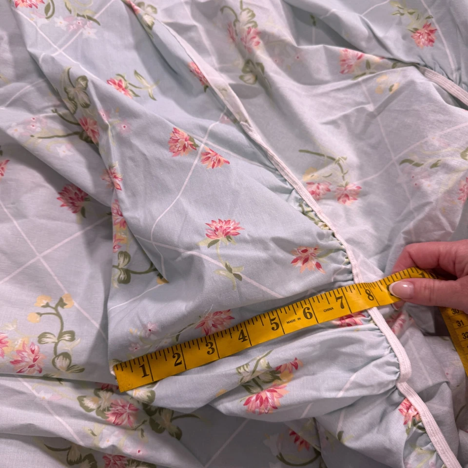 Sábana bajera vintage jcpenney doble azul rosa mezcla floral estados unidos y2k años 90 80 Foto 3 de 4