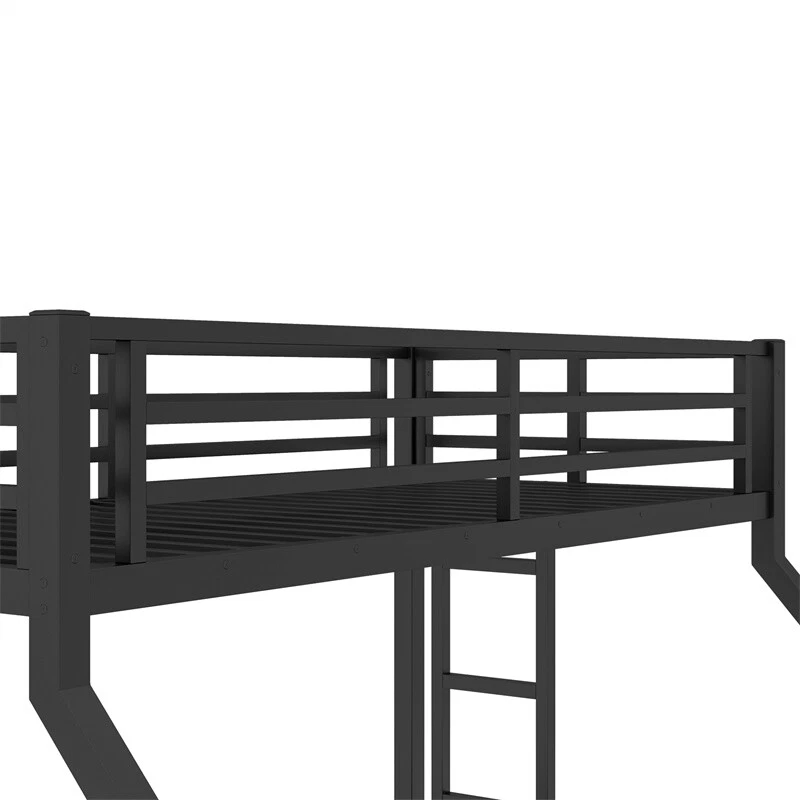 Litera de metal Twin XL Over Queen con soporte de escalera y listones para adultos adolescentes Foto 4 de 4