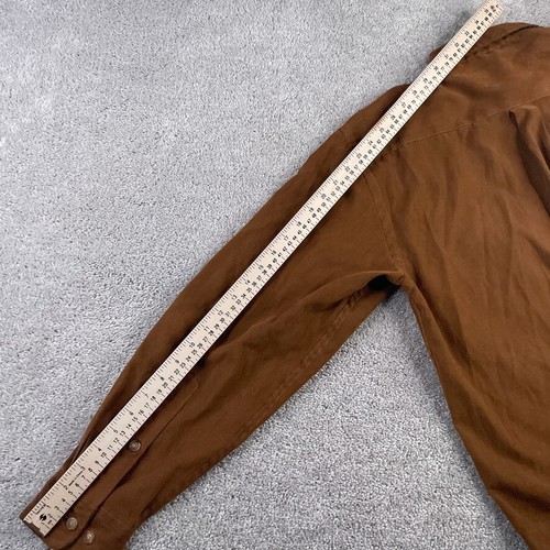 Orvis Shirt Mens Medium Brown Microsuede Faux Suede Workwear Field Hunting - Picture 13 of 14