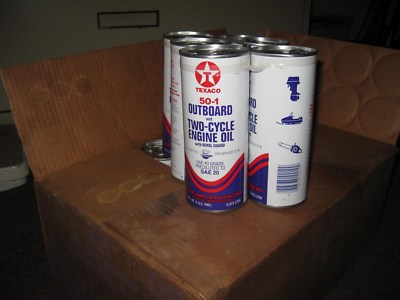 Vintage 1980's Texaco 50-1 Outboard Two-Cycle Engine Oil SAE 20 6-Pack of Full C
