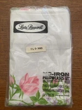 Vintage Lady Pepperell 2 standard 42" x 36" Pillowcases PINK Roses Cottage Core