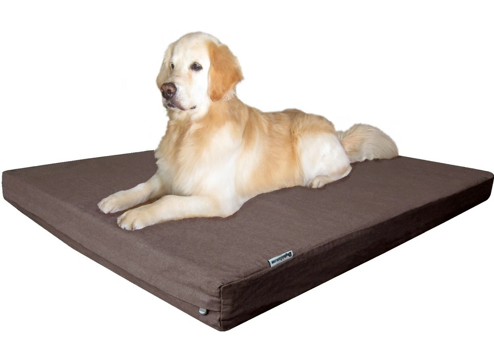 XXL Brown Denim Pet Bed Orthopedic Waterproof Memory Foam 55x37x4 for Large Dogs