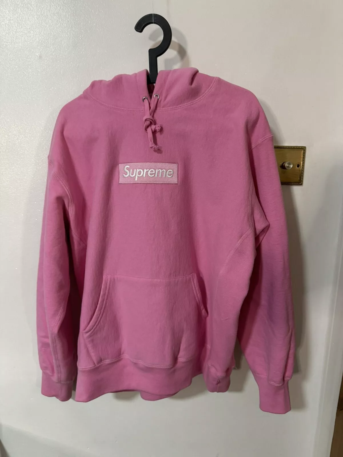 Sweat shirt à capuche logo Supreme Box rose moyen SS21