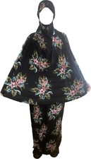 Prayer Dress Black With Floral Pattern