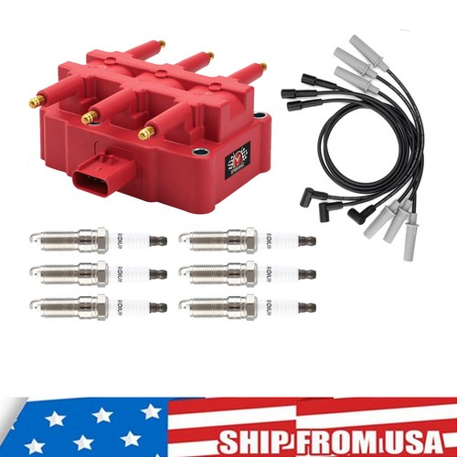6X Spark Plugs + Wire Set & Coil Pack Kit For 2007-2011 Jeep Wrangler 3.8L V6 (Fits Many Chrysler/Dodge/VW Models) 2 thumbnail image