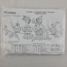 Pillowcase Embroidery Kit Bird Makes 2 XMAS Stamped X Stitch Herrschner