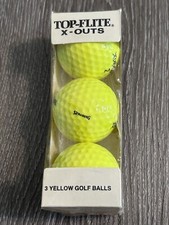 Vintage TOP FLITE X-OUTS SPALDING Yellow GOLF BALLS Sleeve 3-Balls 1982 USA
