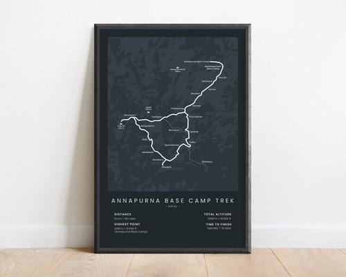Annapurna Base Camp Trek Map Poster | Annapurna Sanctuary Trek Print | ABC Trek - Picture 5 of 8