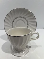 lot of 2 Homer Laughlin Arcadia Cup & Saucer With Silver Rim 225766