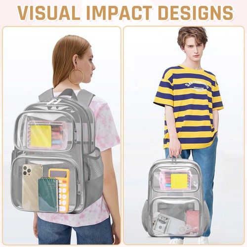 Clear Backpack for School - Large Heavy Duty Clear Bookbag for Boys and Girls... - Picture 7 of 7