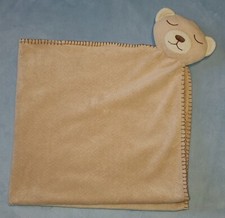 Angel Dear Baby Blanket Brown Tan Teddy Bear Security Lovey Large 27"x29"