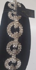 NOir Rhinestones Sparkles Black Velvet Headband Lined NWT