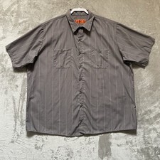 Red Kap Work Shirt Gray Stripe 2 Pocket Men's Industrial Uniform