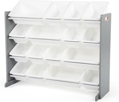 Toy Storage Organizer W/ 16 Removable Bins Grey/White   Large Toy Storage