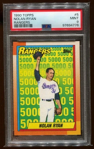 1990 Topps Rangers 5000K #5 Nolan Ryan PSA 9 MINT Hall of Famer! New Slab