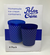 Homemade Ice Cream Storage Container 1.5 quart Polar Creme Blue Set of 4