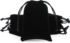 Jewelry Bags, 12Pcs Black Velvet Coin Pouch, 3x4 Drawstring Bags, Wedding, Ne...