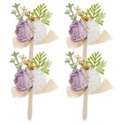  4pcs Groom Boutonniere: Groom And Best Man Boutonniere For Wedding Ceremony