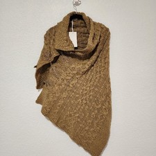 Soft Surroundings Women's Small Poncho Sweater Asymmetrical Cable Knit Layering