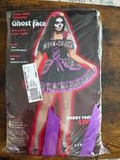 Disfraz de Halloween para Adultos Calavera de Azúcar Cara de Fantasma Calaveras Talla Grande 14-16 NUEVO