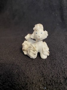Vtg Spaghetti Poodle Dog Small Miniature Figure Gold Collar Kitsch
