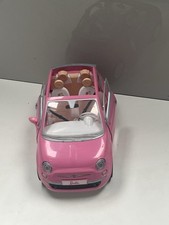 Barbie Doll & Fiat 500 Vehicle Toy Car Playset Pink