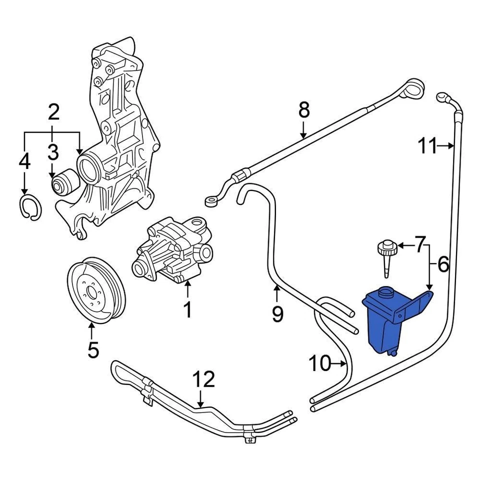 For Volkswagen Passat 2002-2005 Volkswagen 3B0422371 Power Steering Reservoir - Imagem 2 de 4