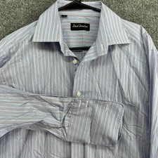 David Donahue Dress Shirt Mens 15.5 32/33 Check French Button Up Long Sleeve