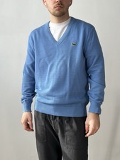 Maglione vintage Lacoste uomo lana blu scollo a V taglia L made in France 