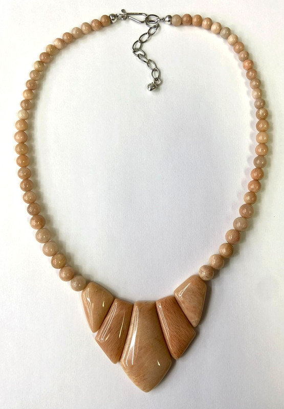 HSN Jay King Sterling Silver Madagascar Peach Gemstone 18" Bead Necklace