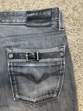 Guess LA Lincoln Slim Straight Black Denim Jeans 33x31 Casual Mens Distressed