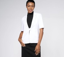 GRAVER Susan Graver LK Fusion Elbow-Sleeve Blazer-White-Medium A602034