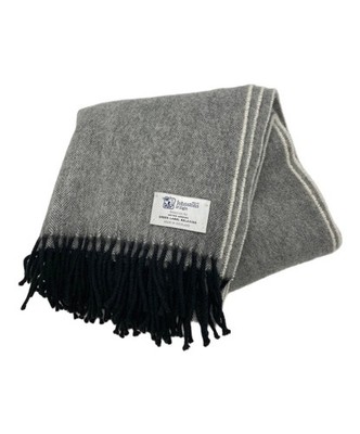 JOHNSTONS OF ELGIN Herringbone large stole - gray Ext+++
