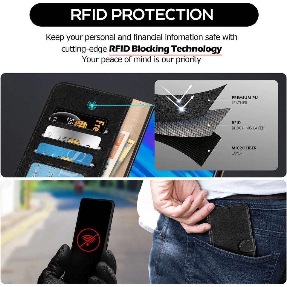 For Huawei P Smart 2019 Case, Leather Wallet Magnetic Flip Stand Phone Cover - Image 2 of 4