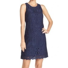 Eliza J Size 6 Women's Lace Sleeveless Dress Navy Blue Lined Cocktail Formal
